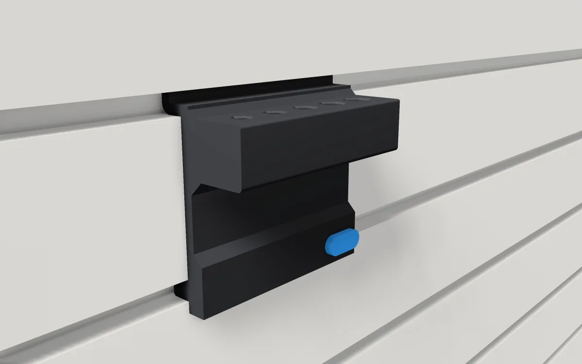 Hex-key stand · Big 6-10 mm on a slatwall, 3D render