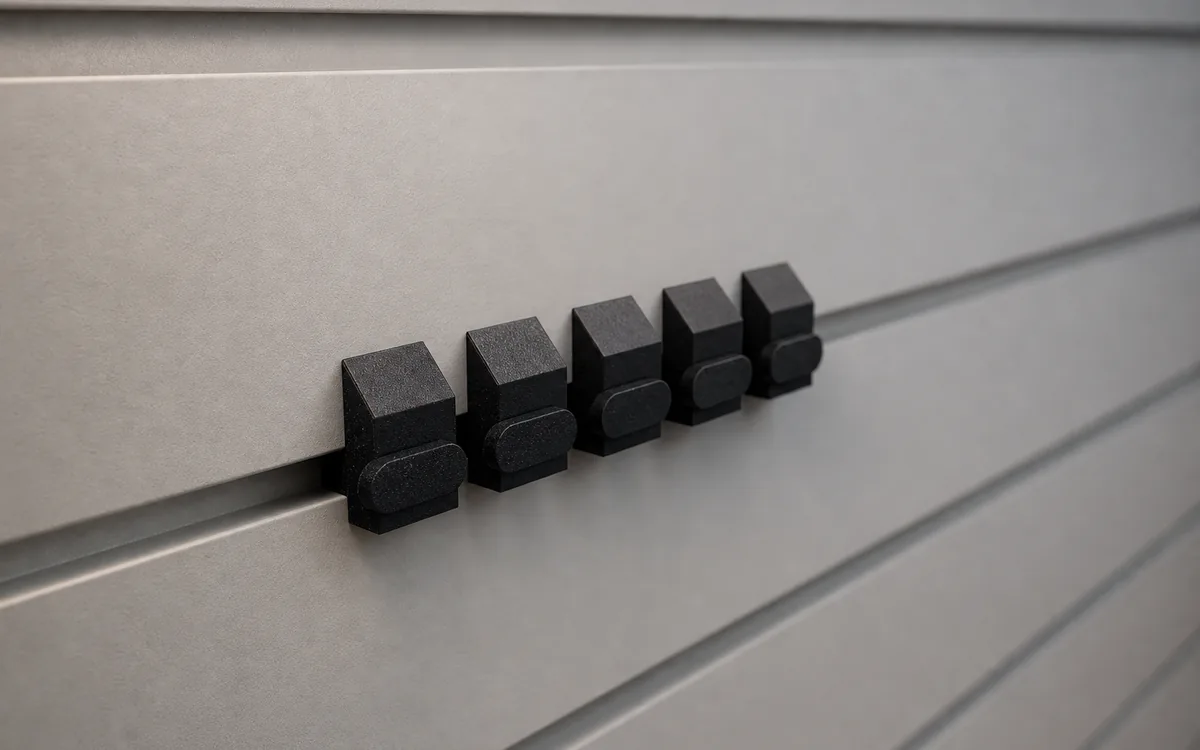Cam-lock tuning plate on a slatwall