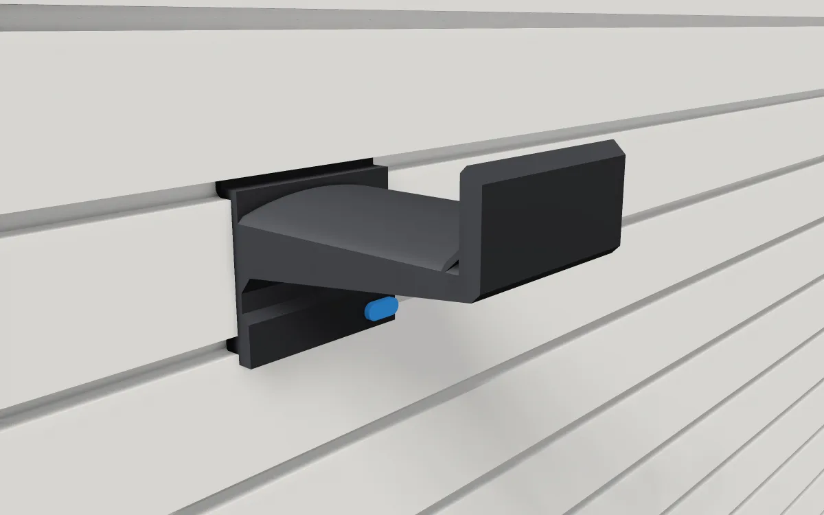 Hose saddle · Short hose on a slatwall, 3D render