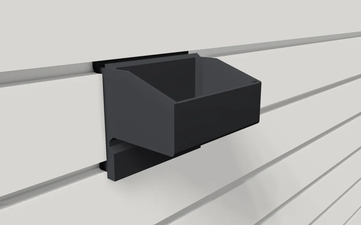 Multimeter pocket · Multimeter in holster on a slatwall, 3D render