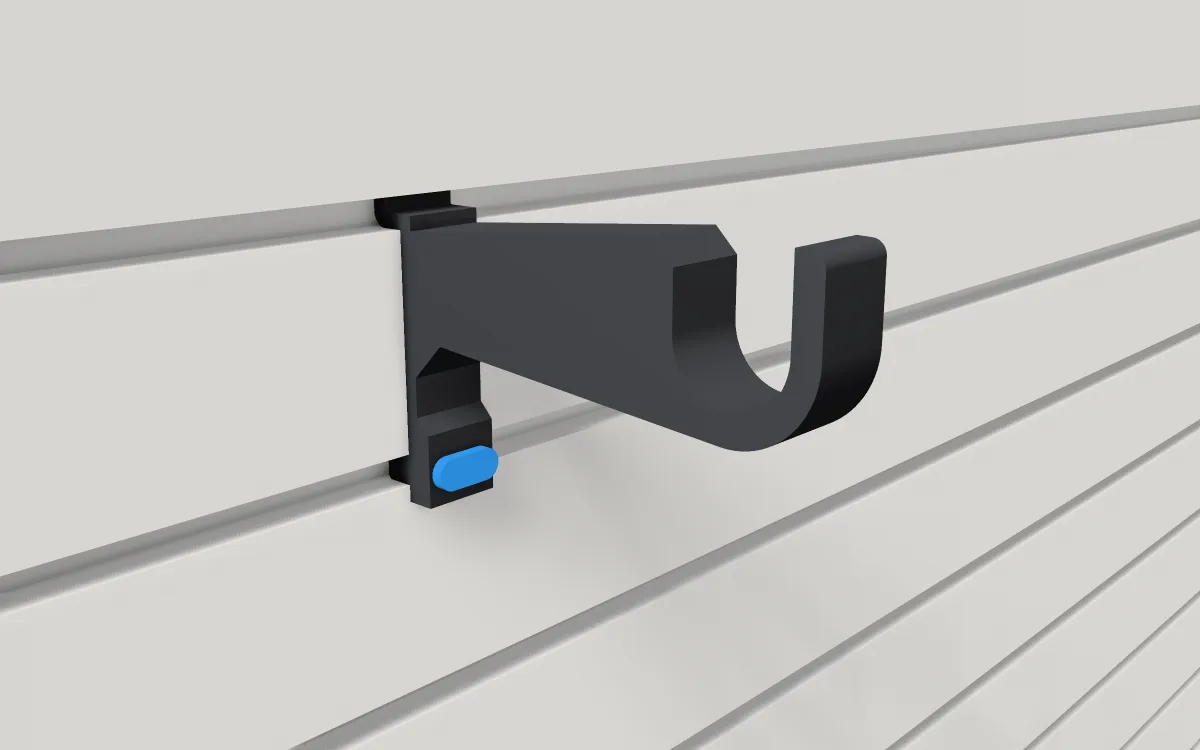 Paper-towel holder · Jumbo roll on a 32 mm dowel on a slatwall, 3D render