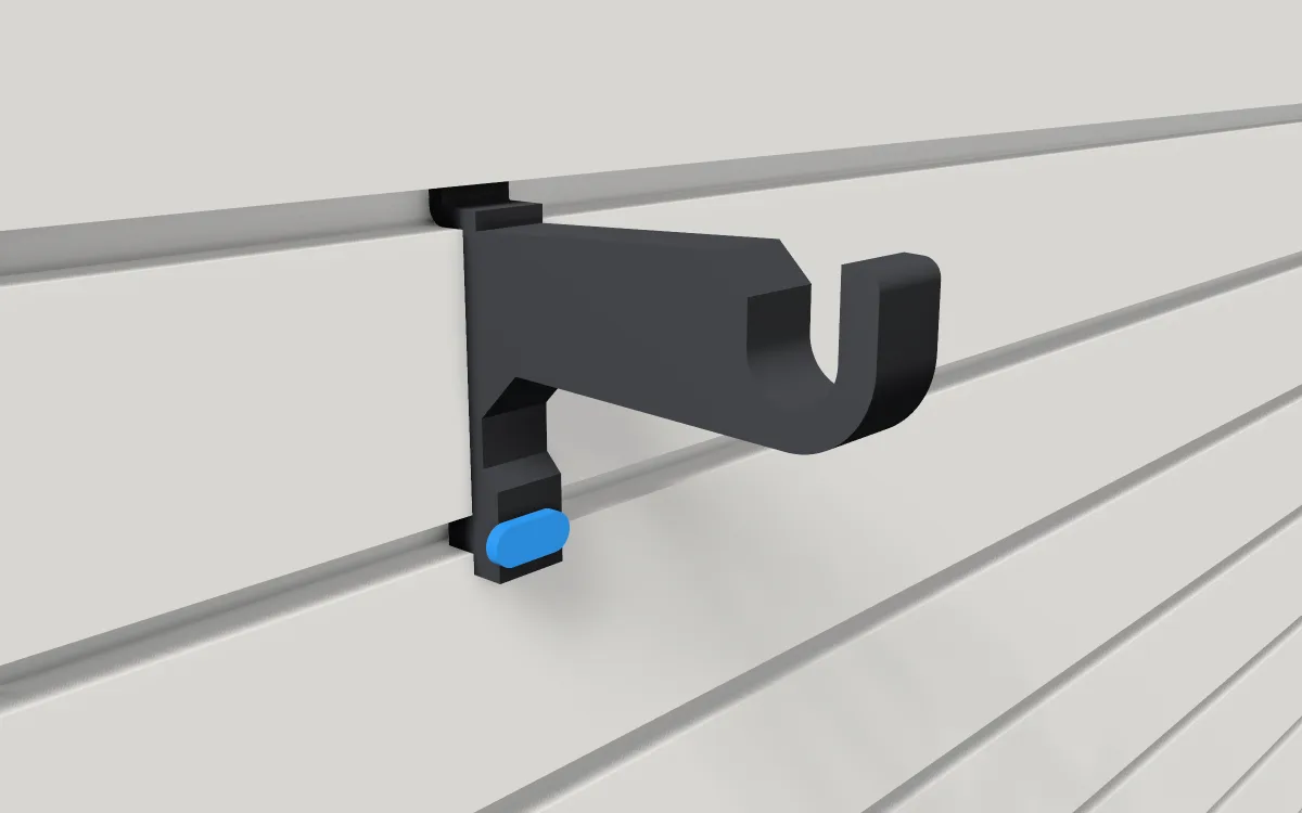 Paper-towel holder · Shop towels on a 19 mm dowel on a slatwall, 3D render
