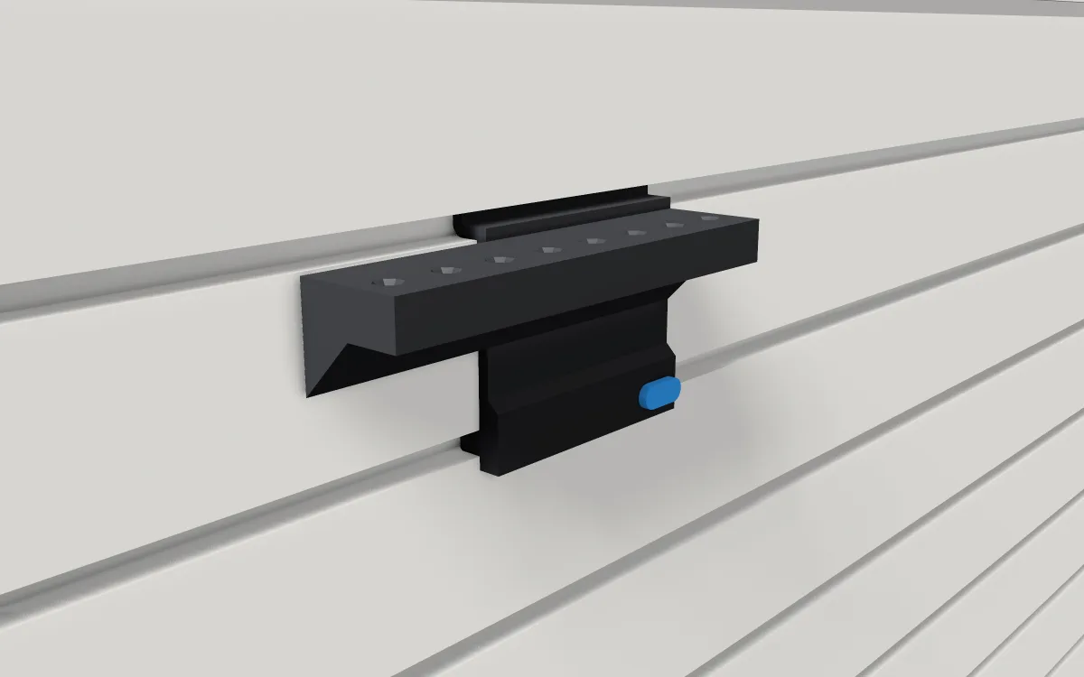 Screwdriver rack · Precision set (8) on a slatwall, 3D render