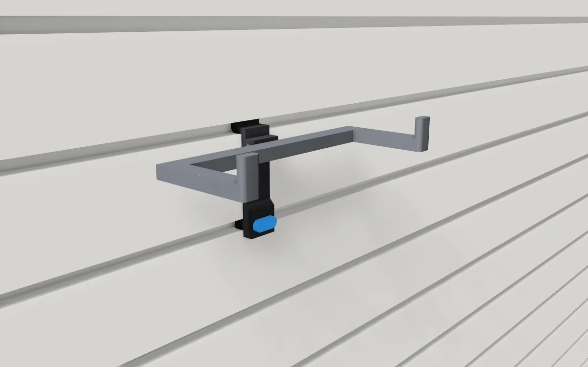 Wide cradle on a slatwall, 3D render